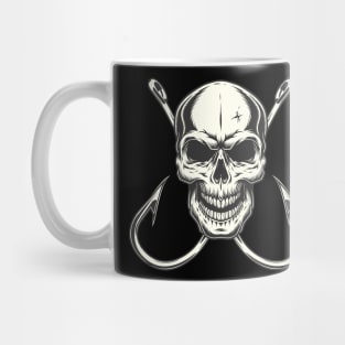 Skull With Fishing Hooks for Fisherman Skeleton Crew Mug